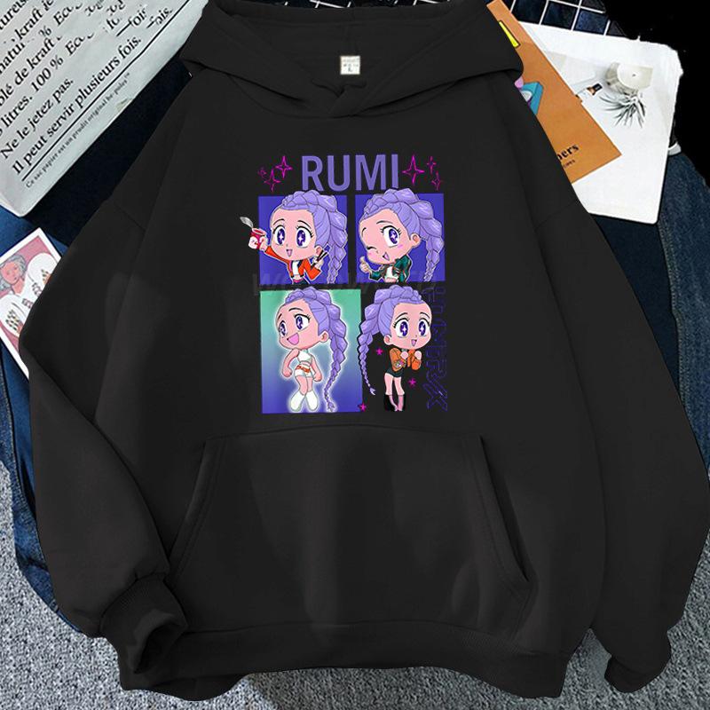 Cartoon Kpop Demon Hunter Printed Hoodie Women Men Hooded Pullover Hip Hop Y2k Fall Winter Long Sleeves Fleece Soft Streetwear