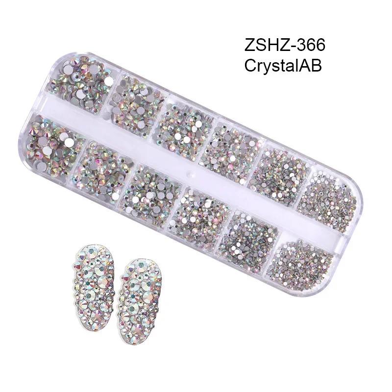 750 Stück Nagelkunst-Dekorationen, AB-Kristall-Nagel-Strasssteine in mehreren Größen, flache Unterseite, kristallklare Diamant-Edelsteine, DIY-Nägel, Glitzer