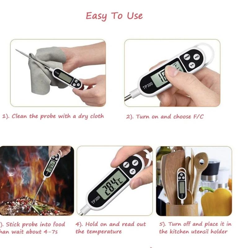 1PCS Food Thermometer TP300 Digital Kitchen Thermometer For Meat Cooking Food Probe BBQ Electronic Oven Kitchen Tools Portable