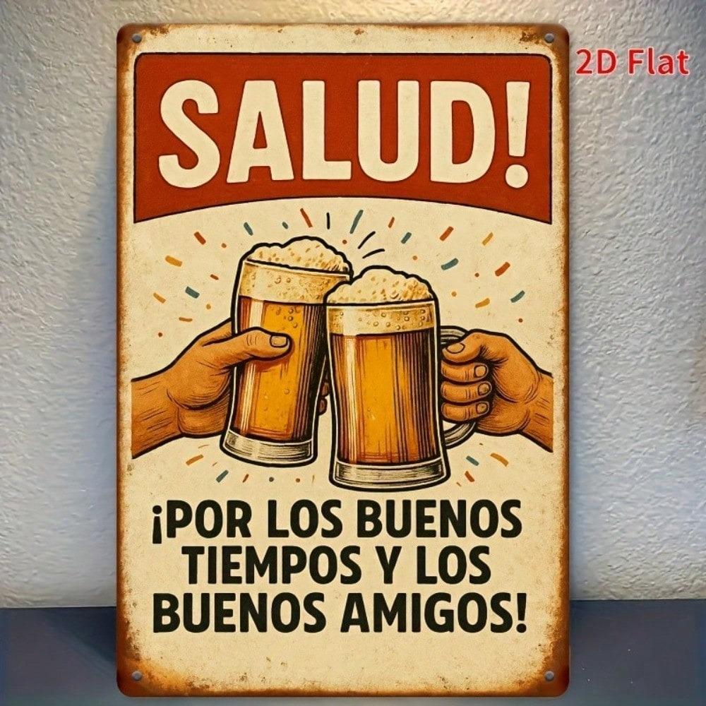 Vintage Spanish Tin Wall Art 8x12 Inch Retro Metal Sign Bar Cafe Pub Decor