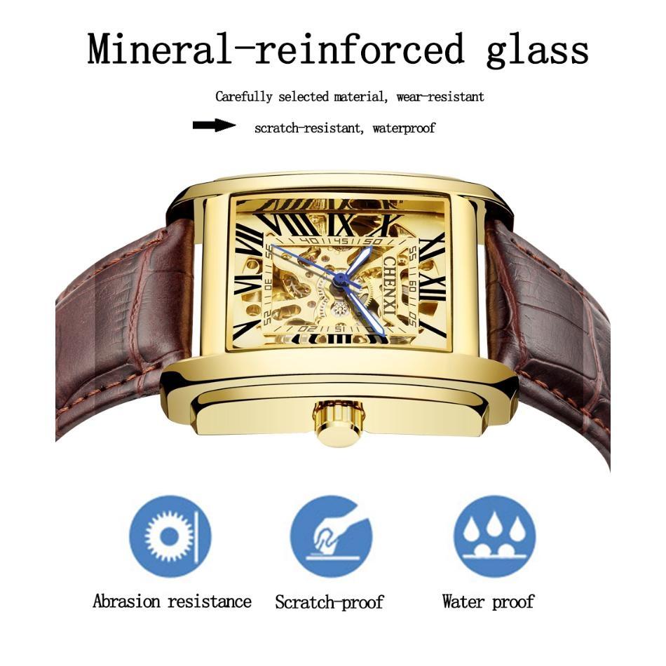 Chenxi Relógio Automático de Ouro de Luxo Masculino Business À Prova d'Água Esqueleto Tourbillon Mecânico de Pulso