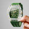 Tonneau Case Women Quartz Watch Silicone Strap Casual Daily Watch Analog Sport Watch  Men Women