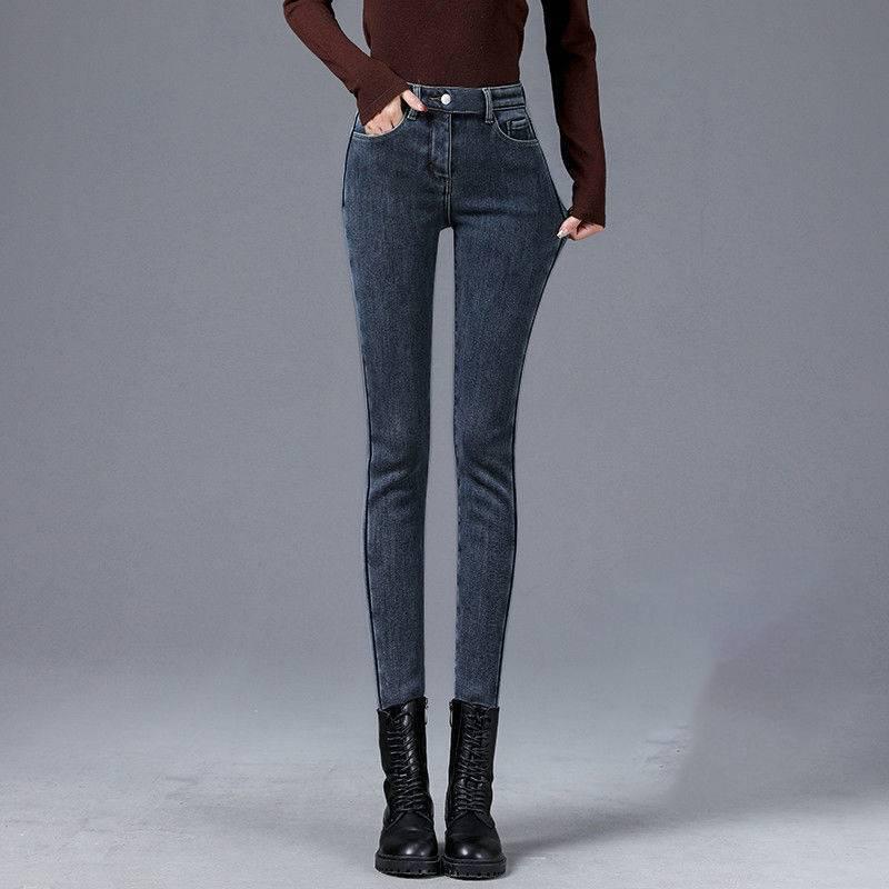 Women's Plus-Size Stretch Denim Jeans, Spring/Autumn 2025, Slimming Pencil Fit, Versatile Skinny Style for Petite Figures