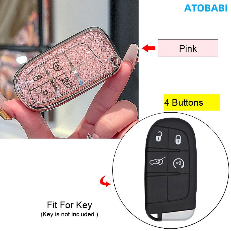 Kristall-Stil TPU Auto Schlüsselhülle Tasche für Jeep Grand Cherokee Renegade Compass Dodge Durango Charger Challenger Srt Chrysler
