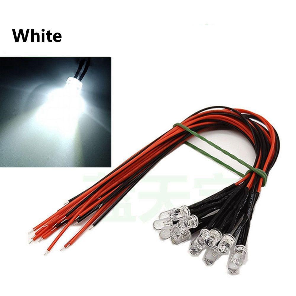 10pcs 3mm 12V LED Light Red White Yellow For 1/10 RC Crawler 1/14 Tamiya RC Truck Drift Car Truck Toys SCX10 SCANIA G63