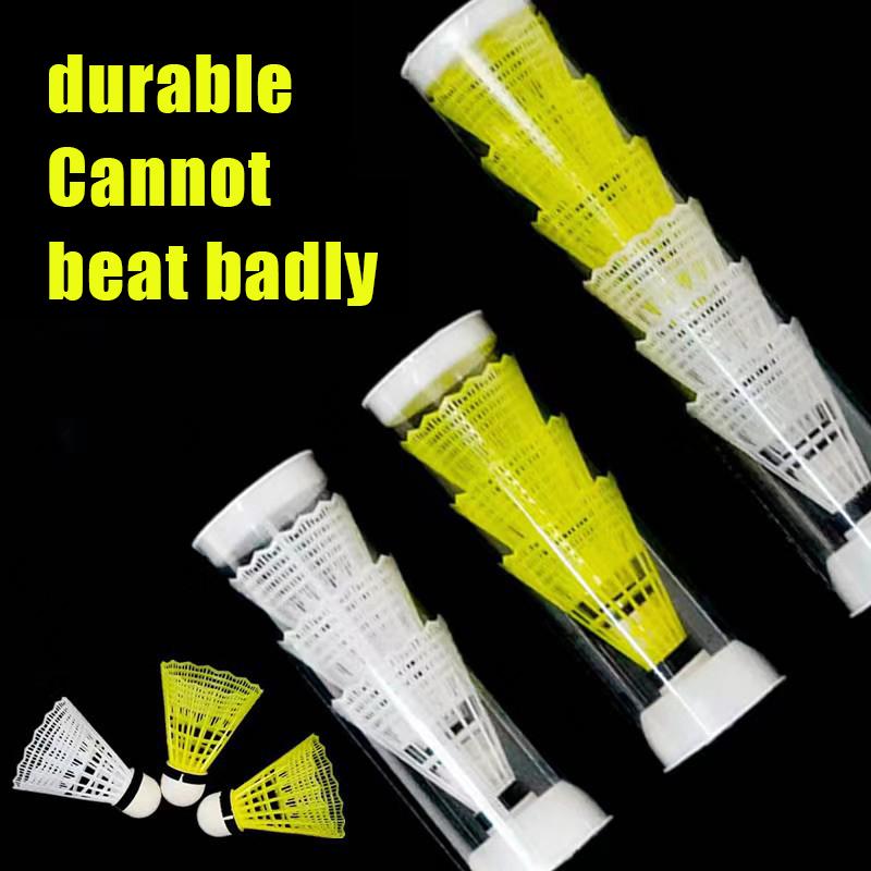 1 pz palla da badminton palla da badminton in plastica durevole palla da badminton in nylon per studenti giallo bianco durevole