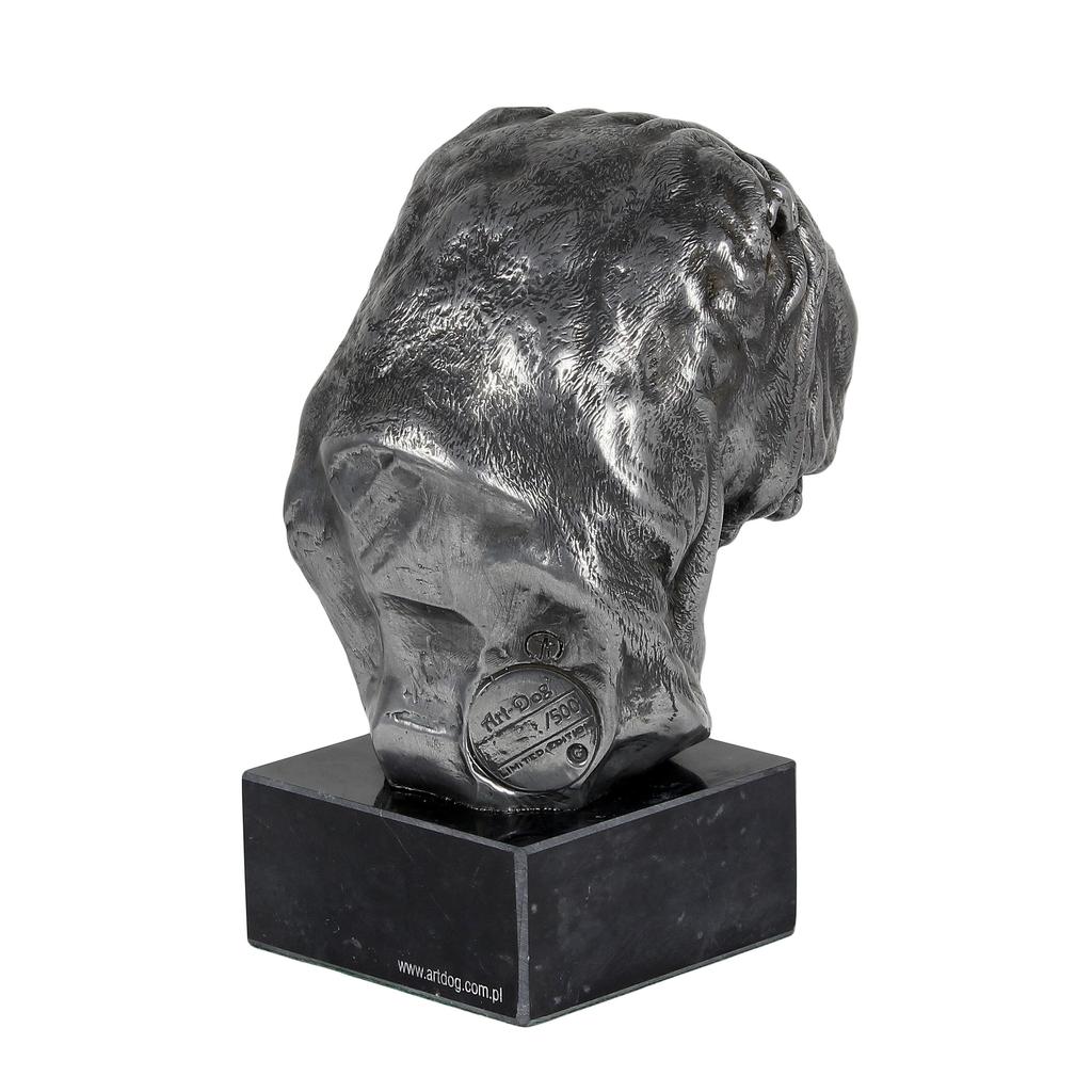 Shar Pei - Figur auf Marmor, mit silbernem Metall überzogen, handgefertigt, Marke Art-Dog