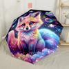 Celestial Fox Lavender Dream Art Automatic Umbrella Folding Umbrella with 8 Ribs Compact Design Travel Essential Fashionable Best for Christmas
