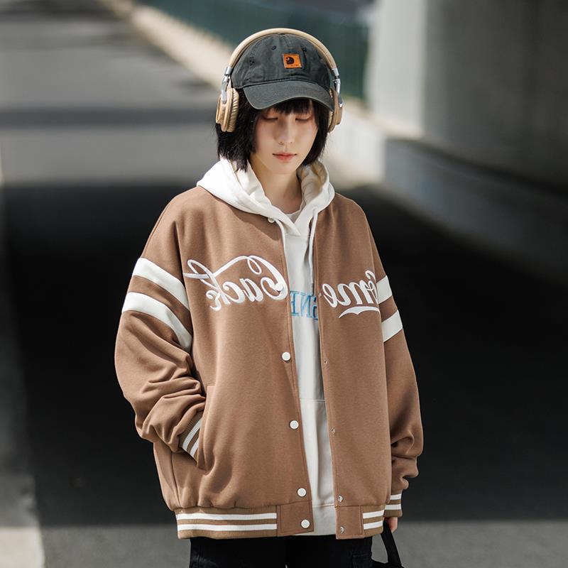 

Бейсбольная куртка мужская весна-осень американская молодежная верхняя красивая свободная повседневная уличная куртка 3XL кофейный