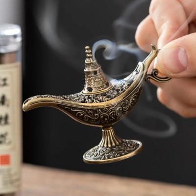 Retro Creative Magic Lamp Hollow Incense Burner Tower Fragrance Small Xiangyun Aromatherapy Burner Desktop Decoration Ornament