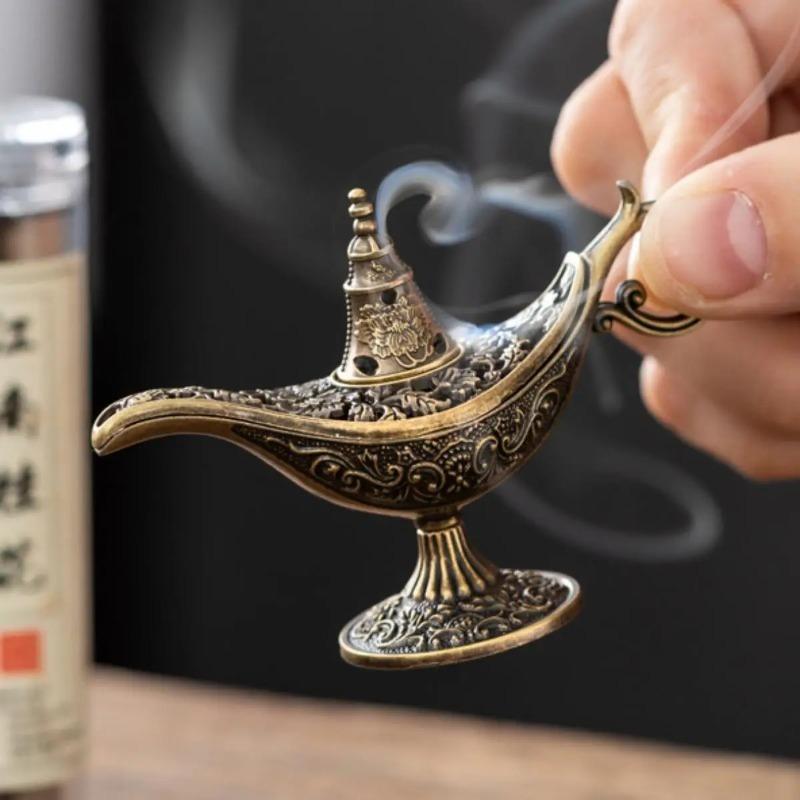 1pc Retro Chinese Style Xiangyun Hollow Incense Burner Magic Lamp Aromatherapy Tower For Desktop Decor Meditation Yoga Gift