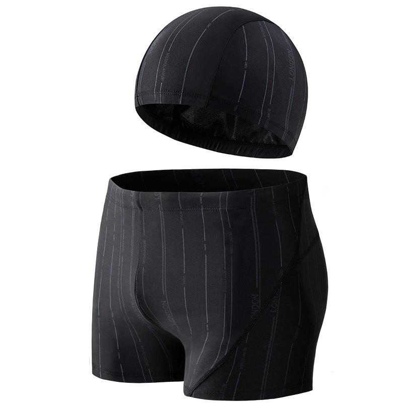(L-5XL)Men Swimwear Adult Quick Dry Swimming Trunks Camouflage Breathble Surfing Training Racing Water Sport Shorts with Cap/Hat