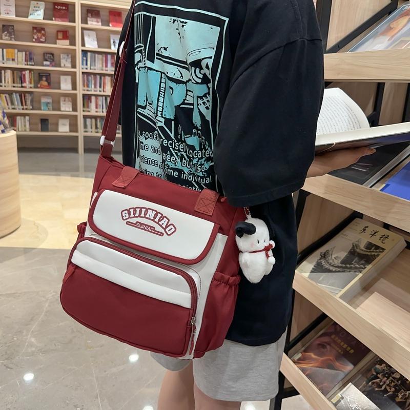 Student Shoulder Bag Contrast Color Crossbody Bag Women's Commuter Class Handbag