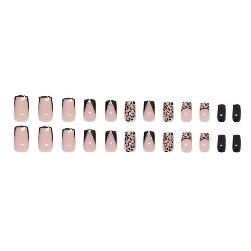 Dark leopard print fine flash oblique sweet cool wearing armor 24 pieces press on nails