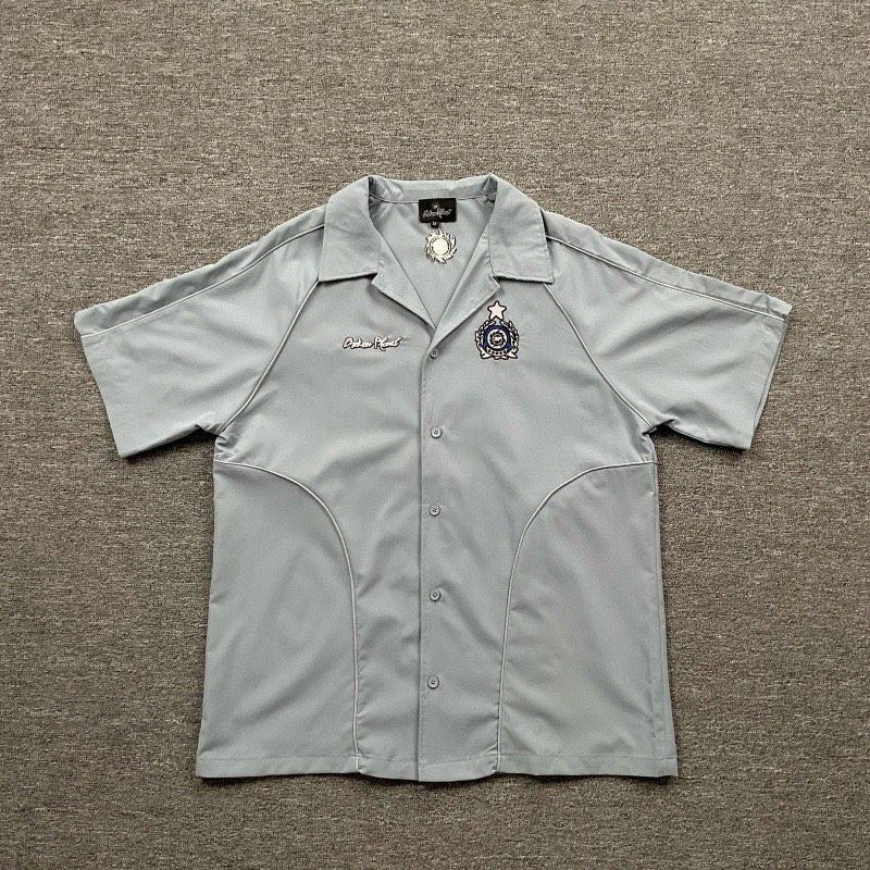 

LUXEONClassic Black Letters Logo Embroidery Short Sleeved Shirts Men Women Casual loose Shirt XL