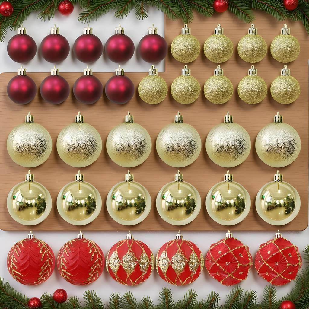 Christmas Ball Ornament Set 36 Pieces Colorful Baubles Pendant Shatterproof Christmas Tree Baubles Decorations For Indoor