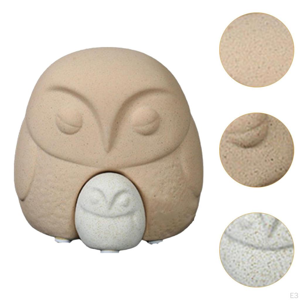 2 Stück Eulen-Skulptur Keramikfigur Einfache nordische Schreibtischdekoration Statue für Büro