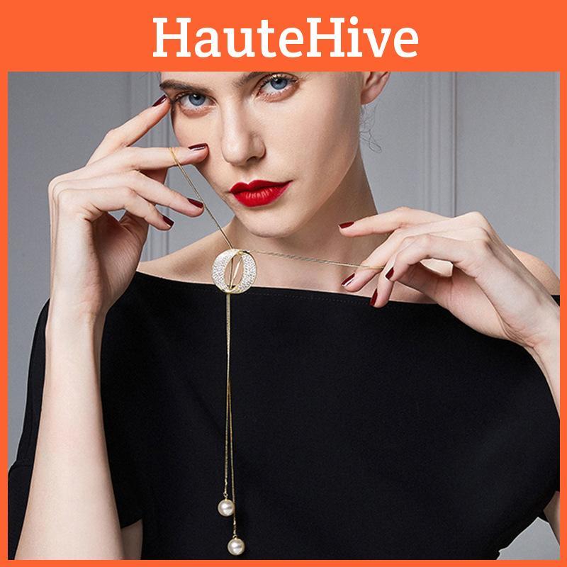 Simple And Stylish Women's Sweater Chain Necklace With Decorative Pendant Jewelry