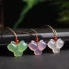 Ice Jade White Agate Auspicious Clouds Pendant with Blue Agate and Peaceful Cat Jade Necklace
