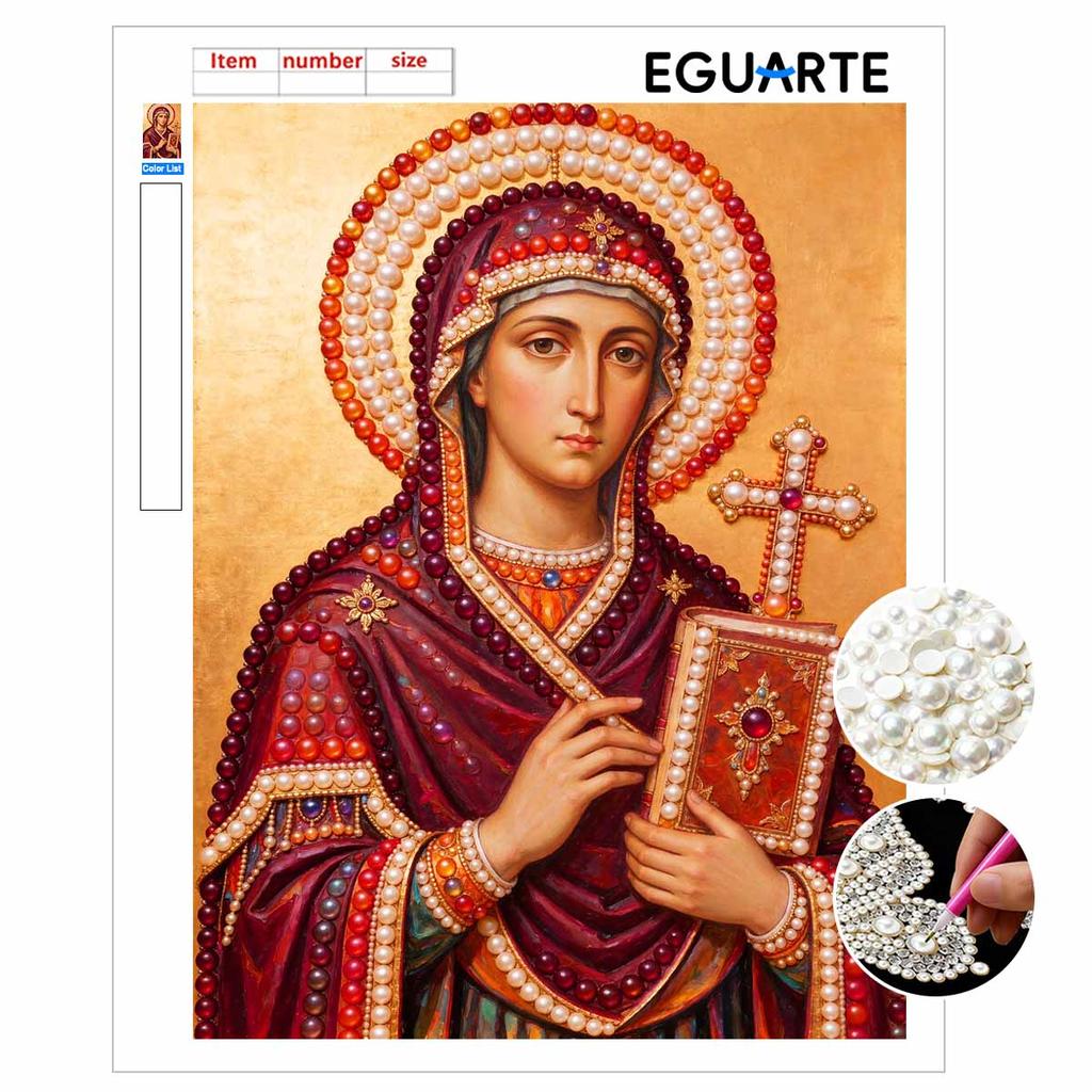 DIY 3D Pearl Diamond Painting Art Set Virgin Mary Religious Icon Home Decor Art Set Wall Art