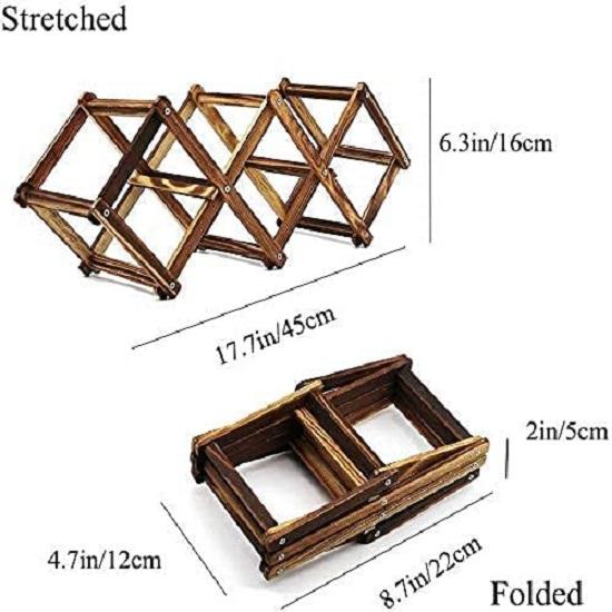 Foldable Woodan Bottle Rack Countertop Stackable Tabletop Storage Organizer Shelf