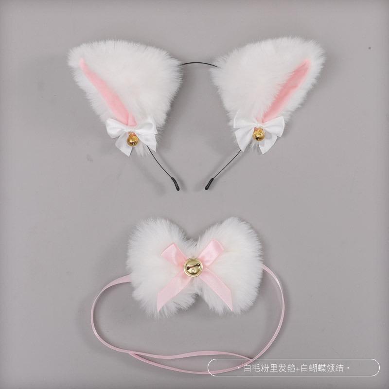A Handmade Olita Accessory Fox Ears Cat Ears Headband Lace Bow Bell Collar Set