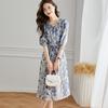 Elegant 100% Mulberry Silk New Chinese Style Printed Dress
