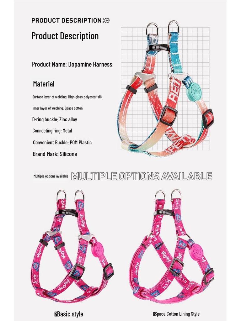 Compact Adjustable Dog Harness and Leash: Durable, Comfortable, Polyester, Convenient for Walking