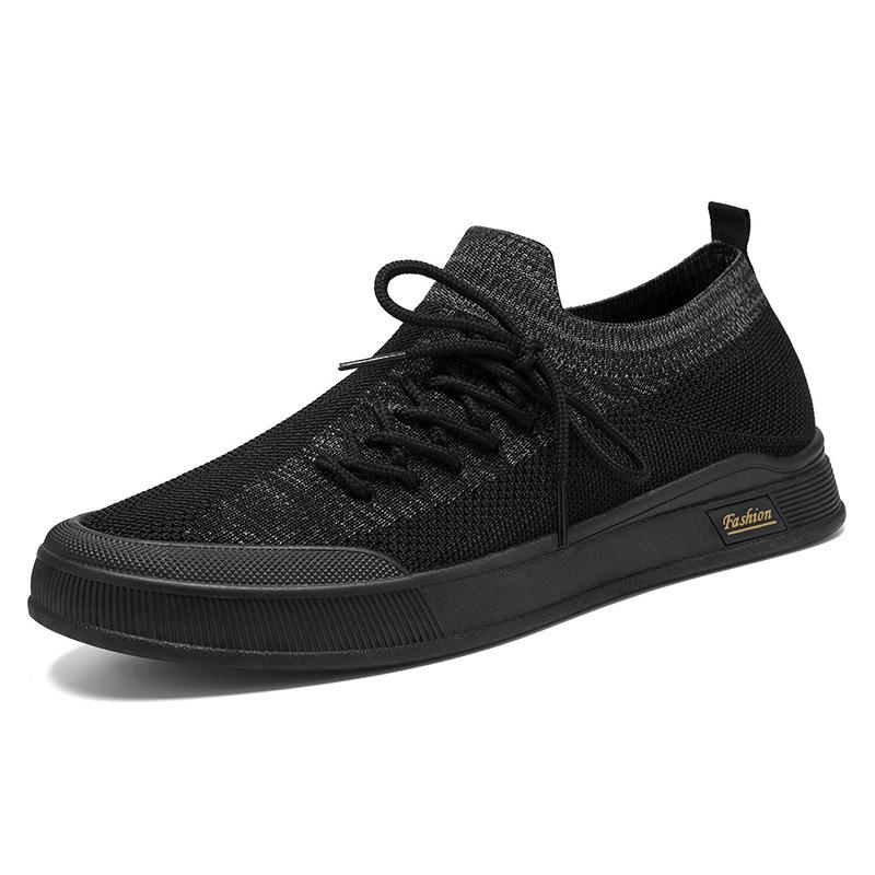 Shoes men's summer new casual breathable men's shoes one pedal middle-aged and elderly father shoes Korean version flying woven mesh shoes men