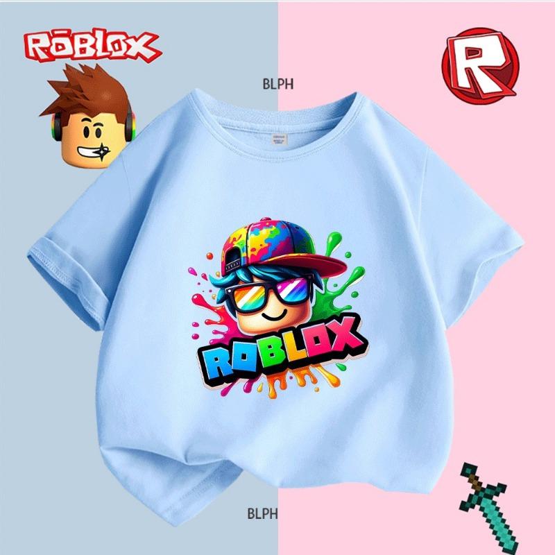 

Kids Roblox Print T-Shirt Colorful Graphic Tee for Gaming Fans Fashionable and Comfortable Children s Top 100