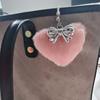 Sweet Plush Heart Bowknot Keychain Pendant Lovely Hanging Decorations Keyring Charm for Purse Bag Backpack Handbag