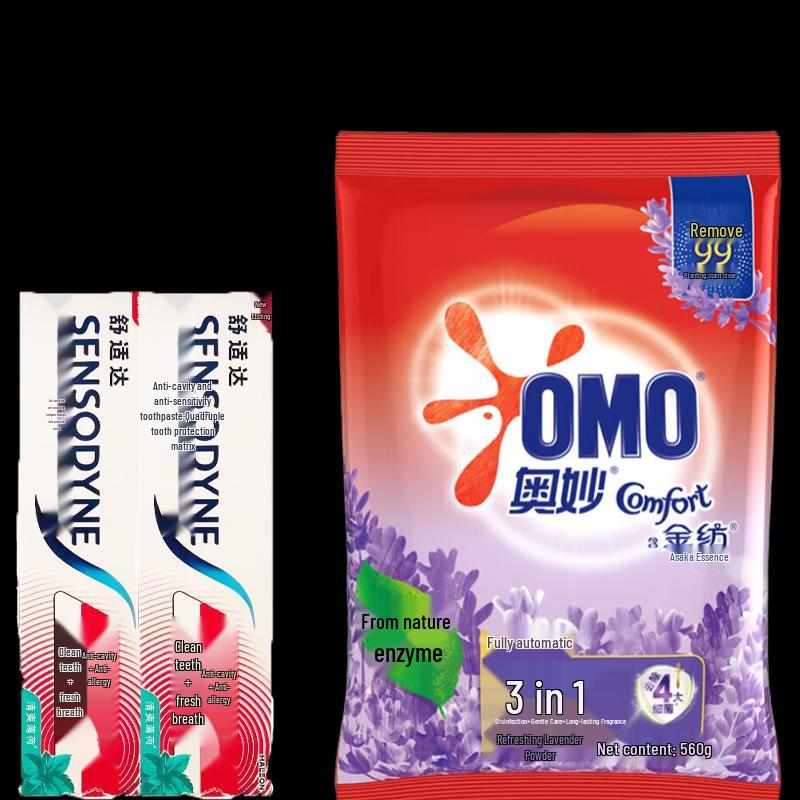 Sensodyne Fresh Mint Toothpaste & Omo Laundry Powder Bundle