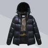 Jachetă de iarnă unisex cu glugă din bumbac - Groasă, călduroasă, culoare solidă, stil cu cinci pătrate pentru cupluri