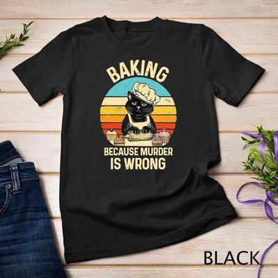 Vintage Retro Kot Pieczenie Ponieważ Morderstwo Jest Złe Koszulka Unisex Koszulka