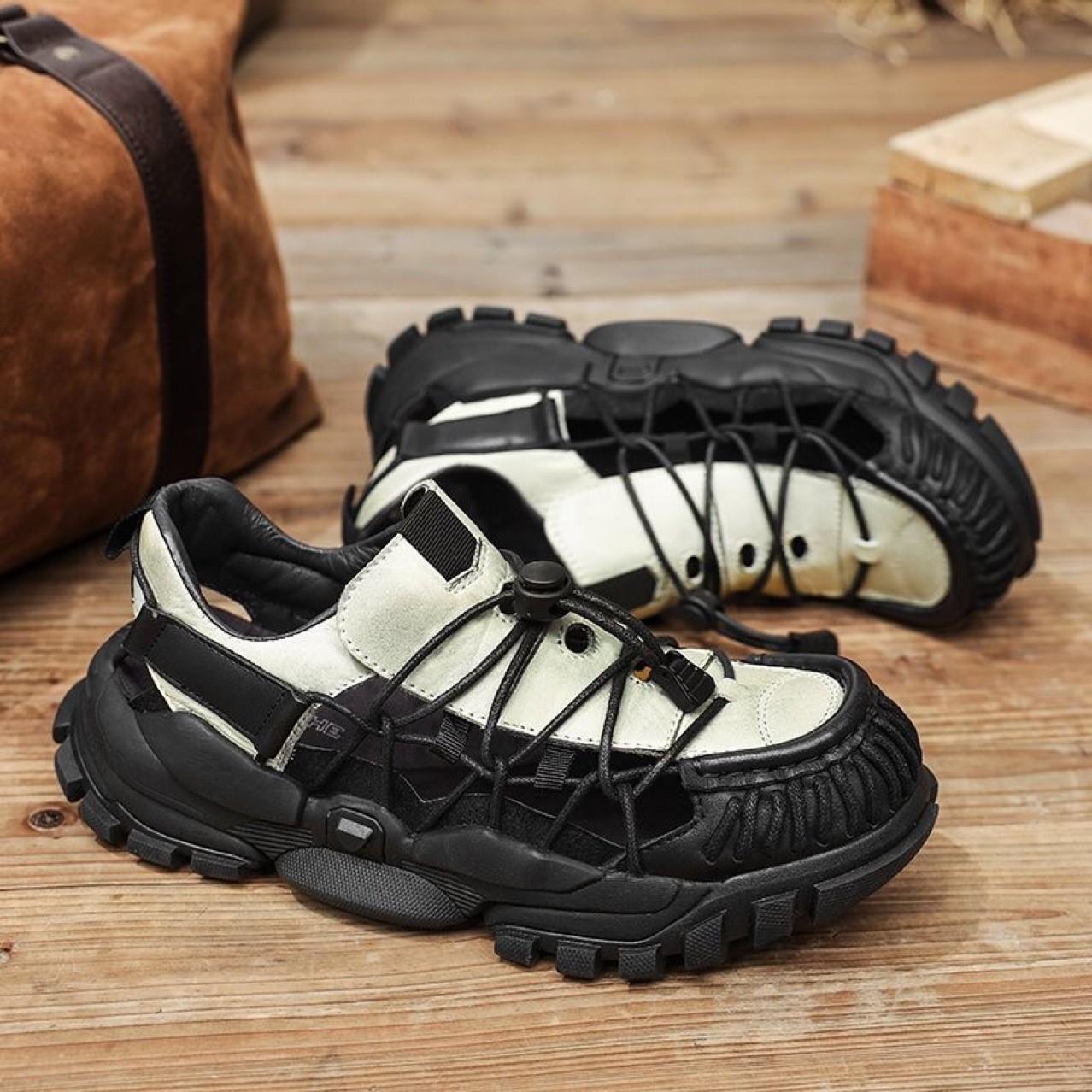 

2025 foreign trade export new men s shoes heightened handmade wide-footed dad sandals wear-resistant summer high-value cowhide 45 серый
