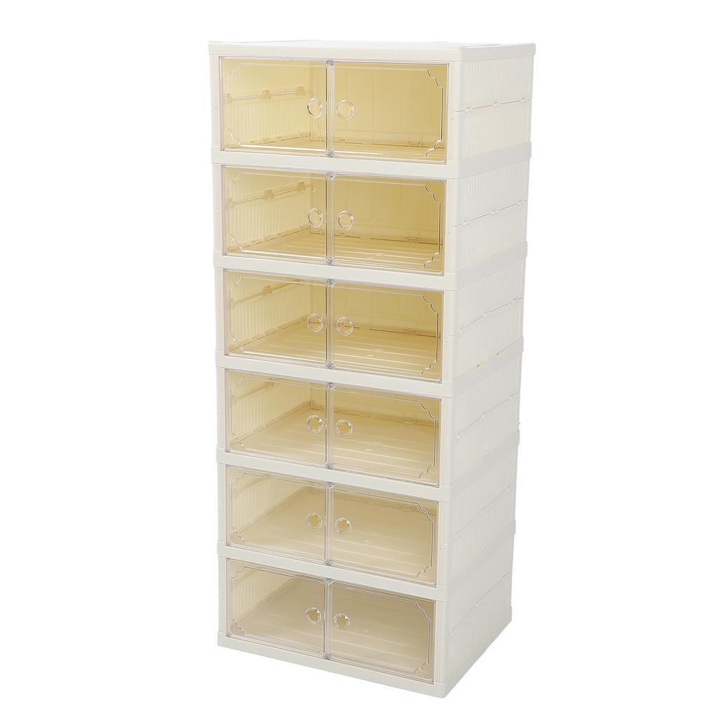 Foldable Shoe Box Double Row Dustproof Thickened Stackable Shoe Container with Transparent Magnetic Lid for Clothes Toys