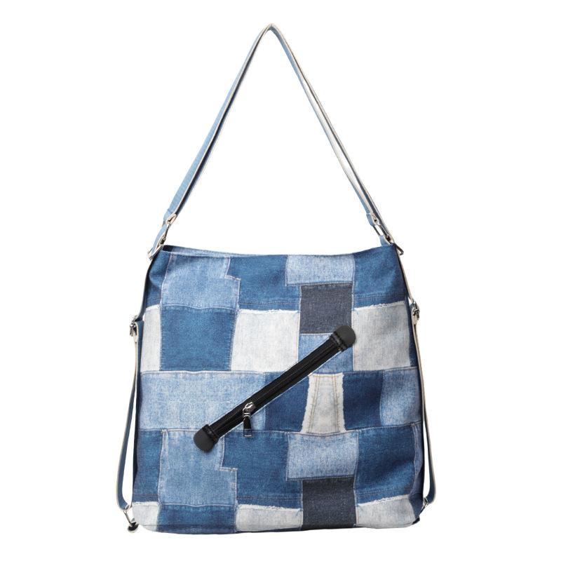 

Рюкзак дизайн sense нишевая сумка женская широкий плечевой ремень большая вместительная джинсовая сумка-тоут одно плечо кроссбоди многоцелевой рюкзак синий