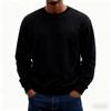 European Classic 2025 Solid Color Men's Loose Hoodie - Simple Round Neck, Autumn/Winter Long Sleeve T-Shirt