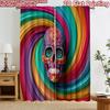 2D Flat Printing 2pcs Curtain Window Drapes Day of the Dead Skull Digital Printed Polyester Drapes Party Decorations for Home