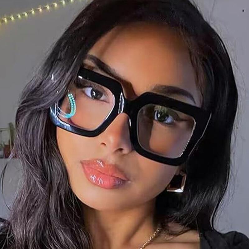 Large Square Anti Blue Light Reading Glasses Retro Luxury Designer Black Eyewear for Computer Work