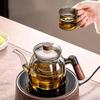 Heat-Resistant Glass Teapot with Removable Infuser Thickened Borosilicate Tea Pot with Wooden Handle for Home Office