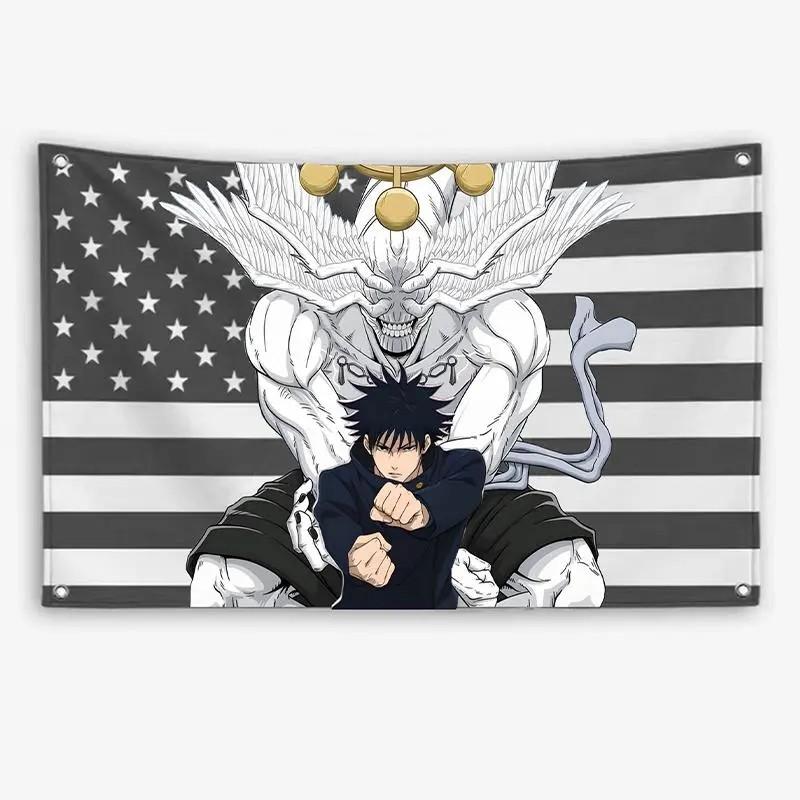 Japanese Anime Tapestry, Sato Gojo Toji American Flag Wall Hanging Bedroom Living Room Dormitory Decoration