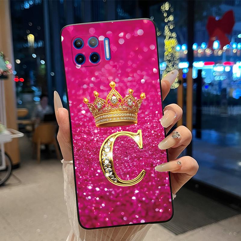 Initial Letter Couple Crown Phone Case For Motorola Moto G 5G Plus Bumper Silicone Black Case Protective Shockproof Soft Cover