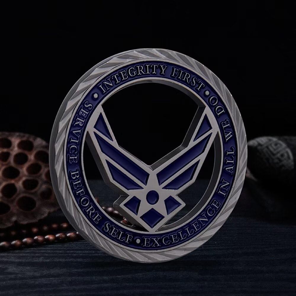 USAF Air Force Medals Coin with Gift Box, Fretwork Air Force Veteran Challenge Coin