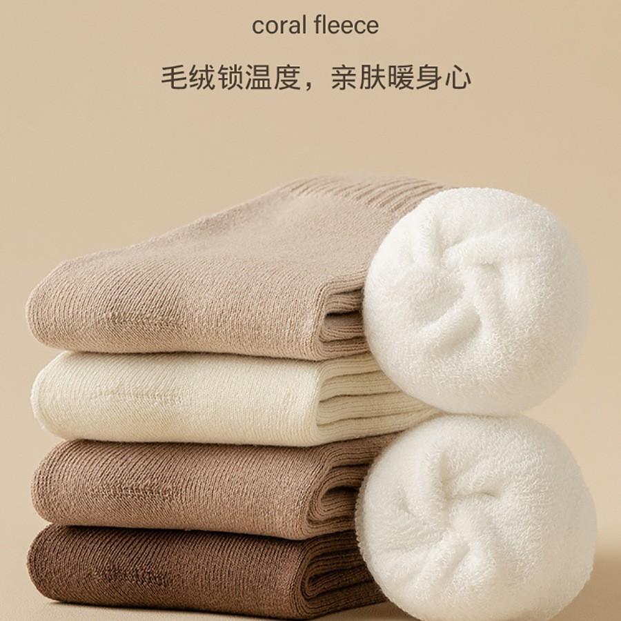 Thick socks for women in winter, fleece-lined cotton terry boat socks, thickened warm towel socks, Japanese-style short socks for autumn and winter