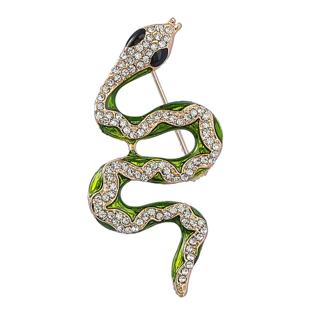Popular Vintage Diamond Blue Snake Brooch Fashion Versatile Animal Pin Clothing Brooch Accessories