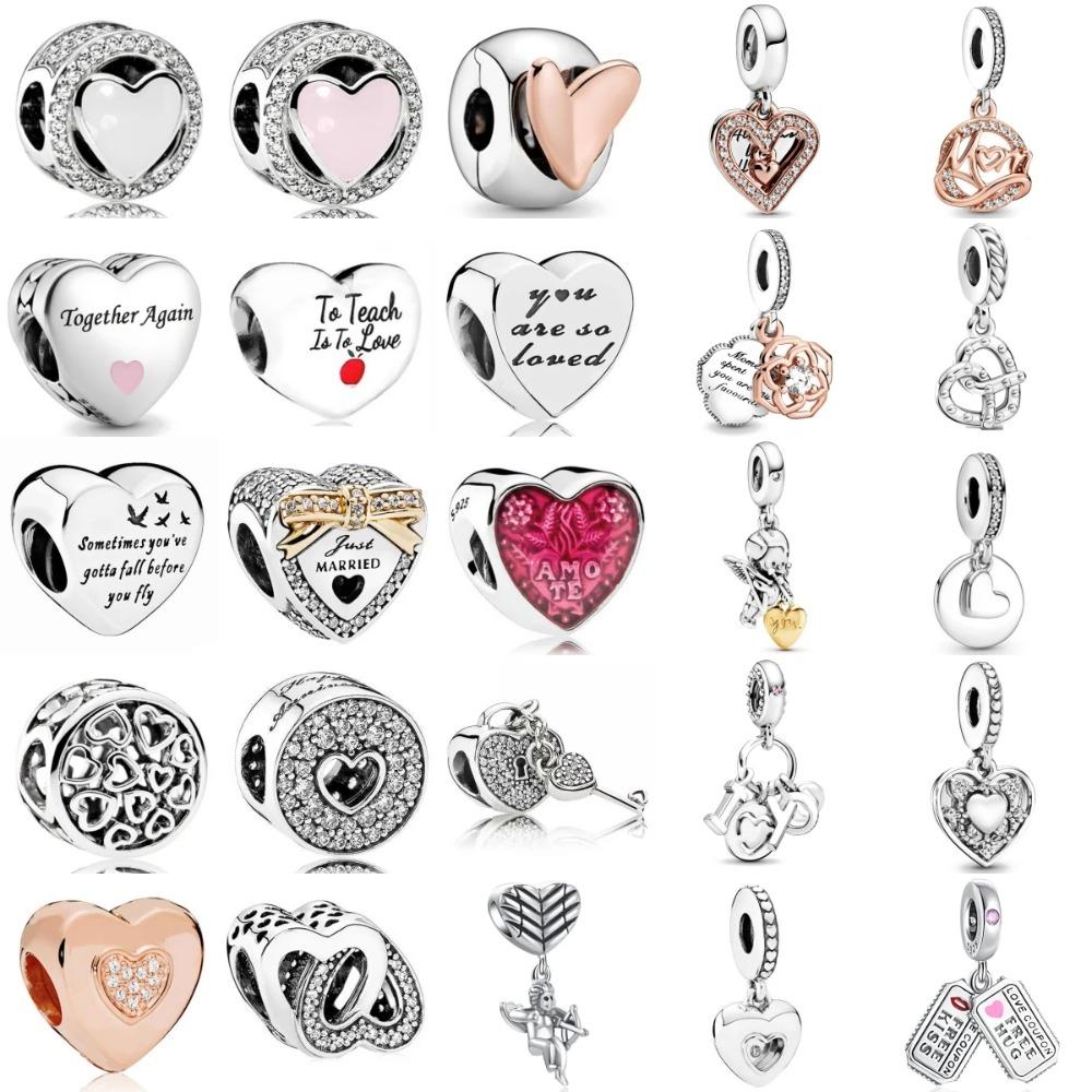 New Cupid Key Charm 925 Silver Bracelet Shining Bead DIY Women Jewelry Gift Party Accessories