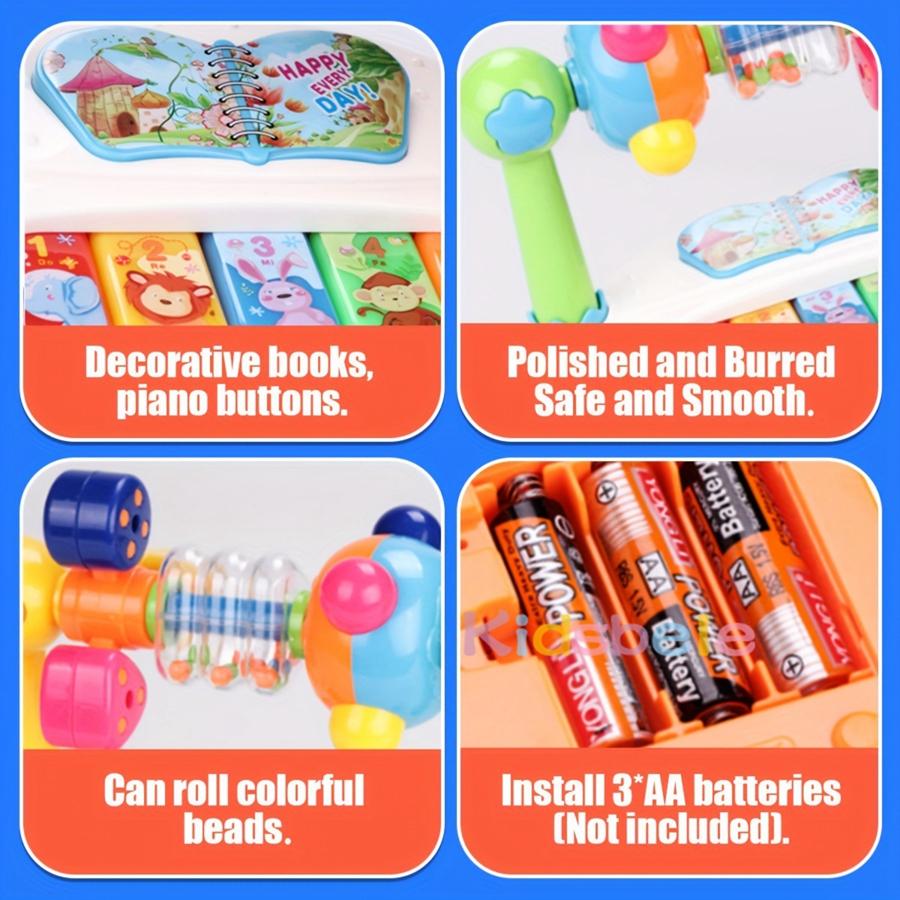 Multifunction Baby Music Toy, Piano Keyboard + Rattle + Rotating Drum, Educational Toy For Infant & Toddler