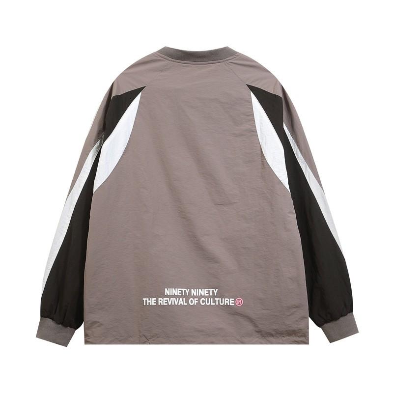 Unisex Streetwear Oversized V-Neck Hoodie With Color-Block Patchwork Design Casual Long Sleeve Pullover Fall