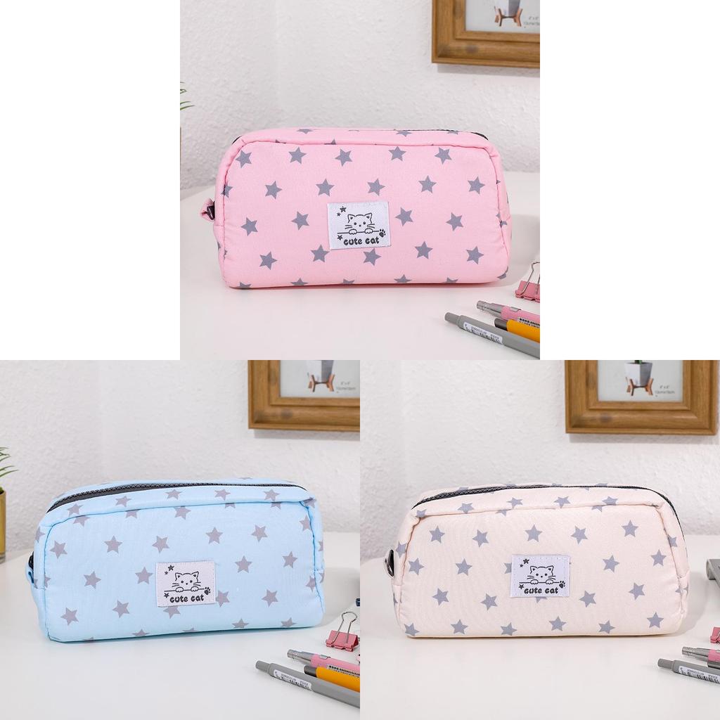Style Star Cat Pencil Case With Large Capacity For Students And Office Use